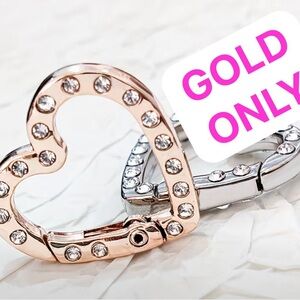 1-Rhinestone Heart Shaped Alloy Buckle Snap Hook with Open Ring